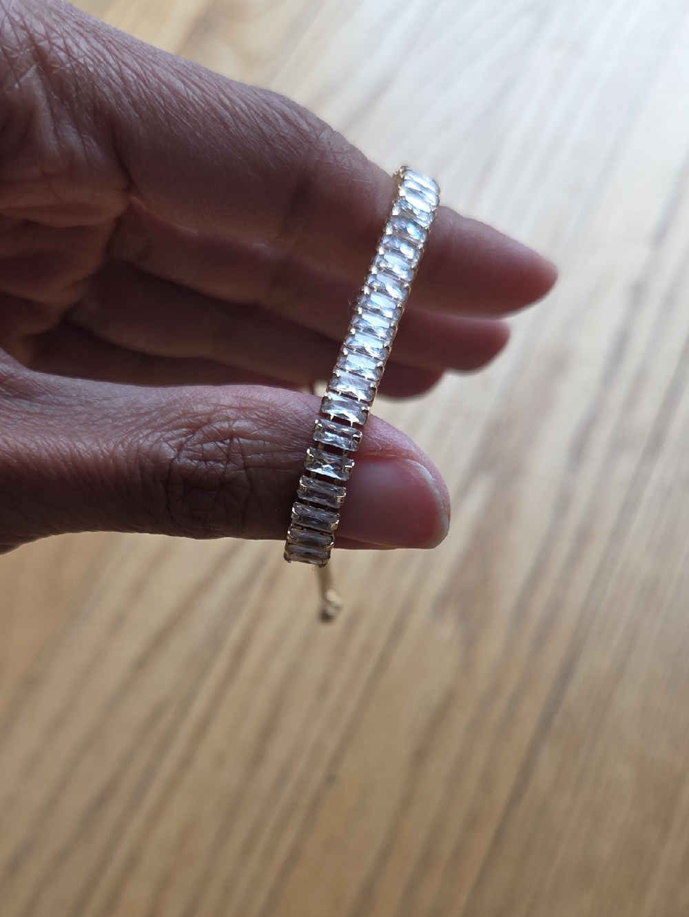 Gold-Tone Tennis Bracelet with White Crystals